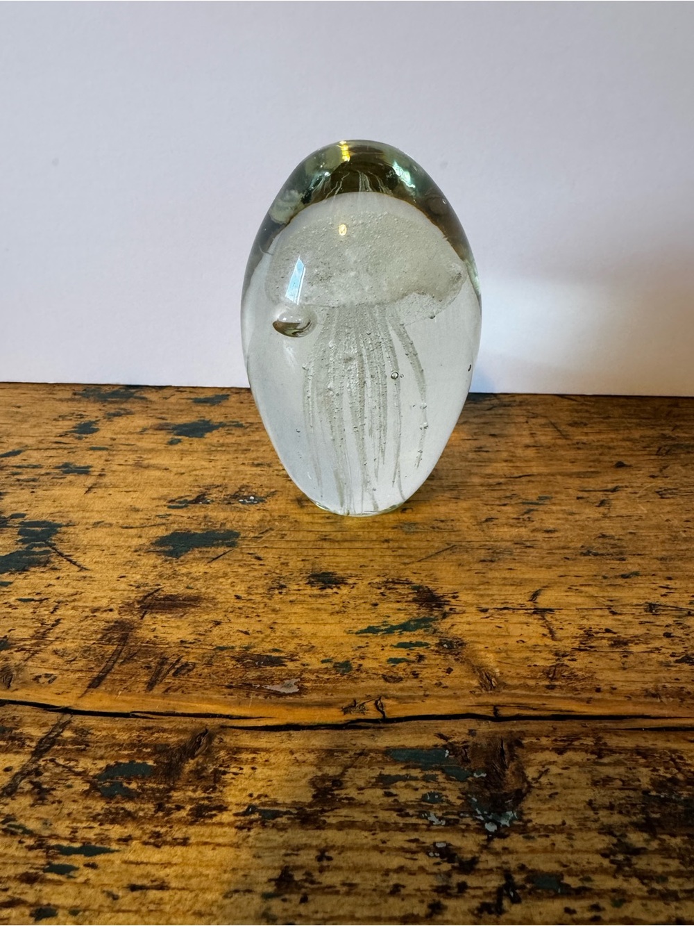 Clear Glass Jellyfish Paperweight - Home Art